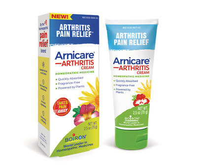 New for arthritis relief is Boiron Arnicare Arthritis Cream for temporary relief of minor joint pain, muscle pain, and stiffness due to arthritis.