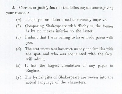 Can you answer a 110-year-old English exam question?