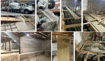 Aproximadamente 60 toneladas do novo concreto sem cimento da C-Crete Technologies são despejadas no local durante a construção de um prédio comercial em Seattle. FOTO © C-Crete Technologies (PRNewsfoto/C-Crete Technologies)