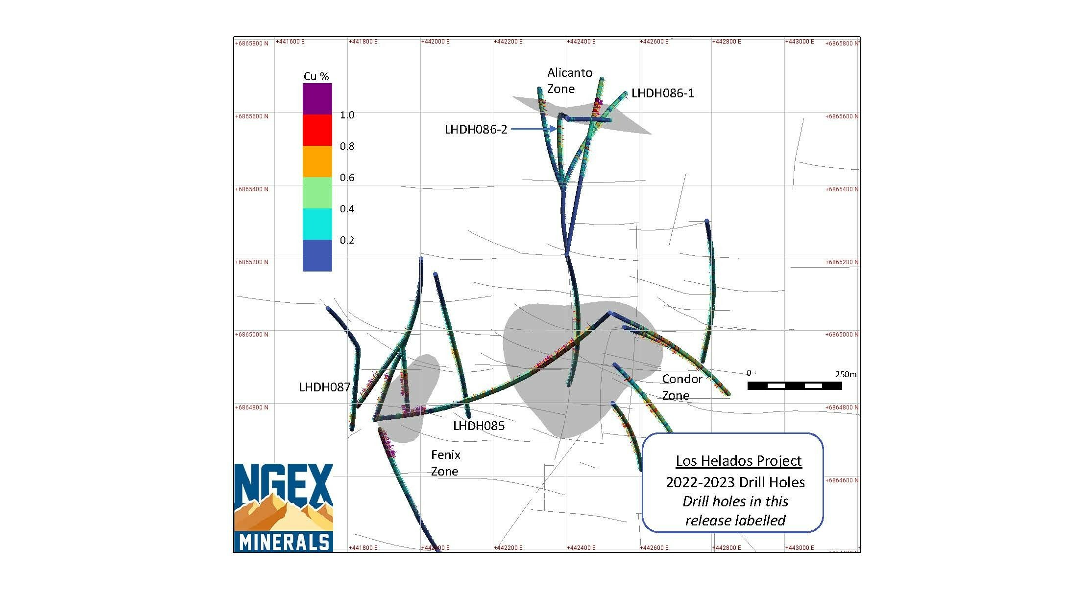 NGEx Minerals Los Helados Drill Holes July 2023 (CNW Group/NGEx Minerals Ltd.) NGEx Minerals Los Helados Drill Holes July 2023 (CNW Group/NGEx Minerals Ltd.)