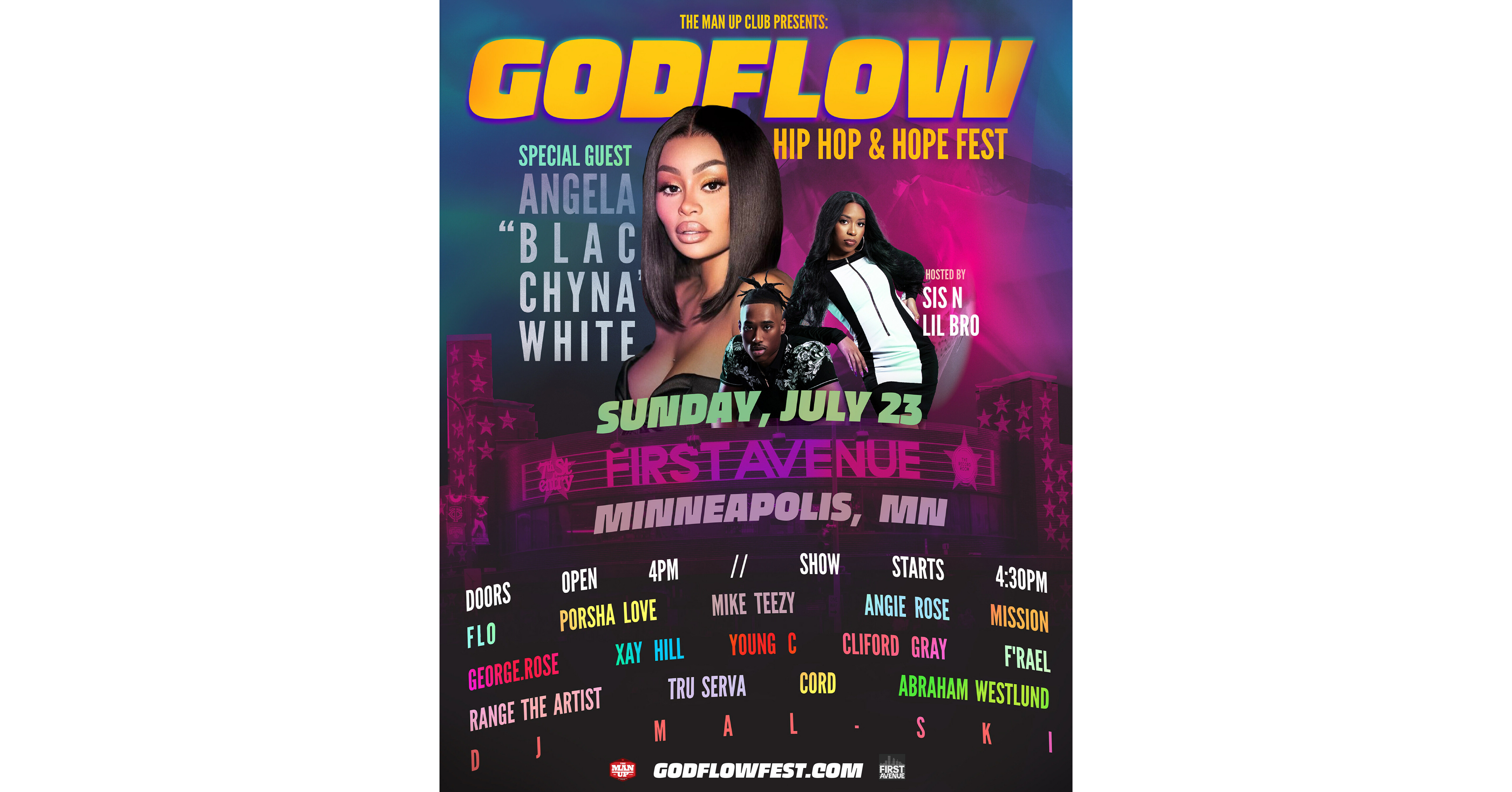 The Man Up Club Presents GODFlow Festival Featuring Angela BLAC CHYNA White