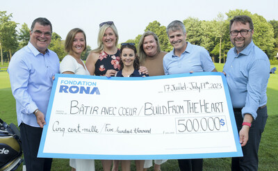 Members of the RONA Foundation Board of Directors join Andrew Iacobucci, Chief Executive Officer, RONA inc. (from left to right): Philippe Element, Vice-President, Sales and Dealer Support, RONA inc.; Catherine Laporte, Vice-President, Marketing, RONA inc.; Mélanie Lussier, Senior Director, Communications, Public Affairs and Sustainable Development, RONA inc.; Josée Lafitte, Director of the RONA Foundation; Lyna Pilote, Senior Advisor, Legal Affairs, RONA inc.; Andrew Iacobucci, Chief Executive Officer, RONA inc.; and Jean-Sébastien Lamoureux, Chair of the RONA Foundation’s Board of Directors and Senior Vice-President, RONA Affiliates, Wholesale and Public Affairs, RONA inc. Absent on this photo: Jean Grou, Divisional Vice-President, Finance, RONA inc. (CNW Group/RONA inc.)