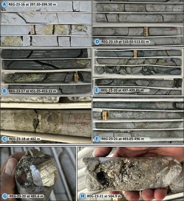 Figure 2: Selected images of a variety of sulphide-specularite breccias and breccia textures intersected in phase 1 drill program. (CNW Group/Regency Silver Corp)