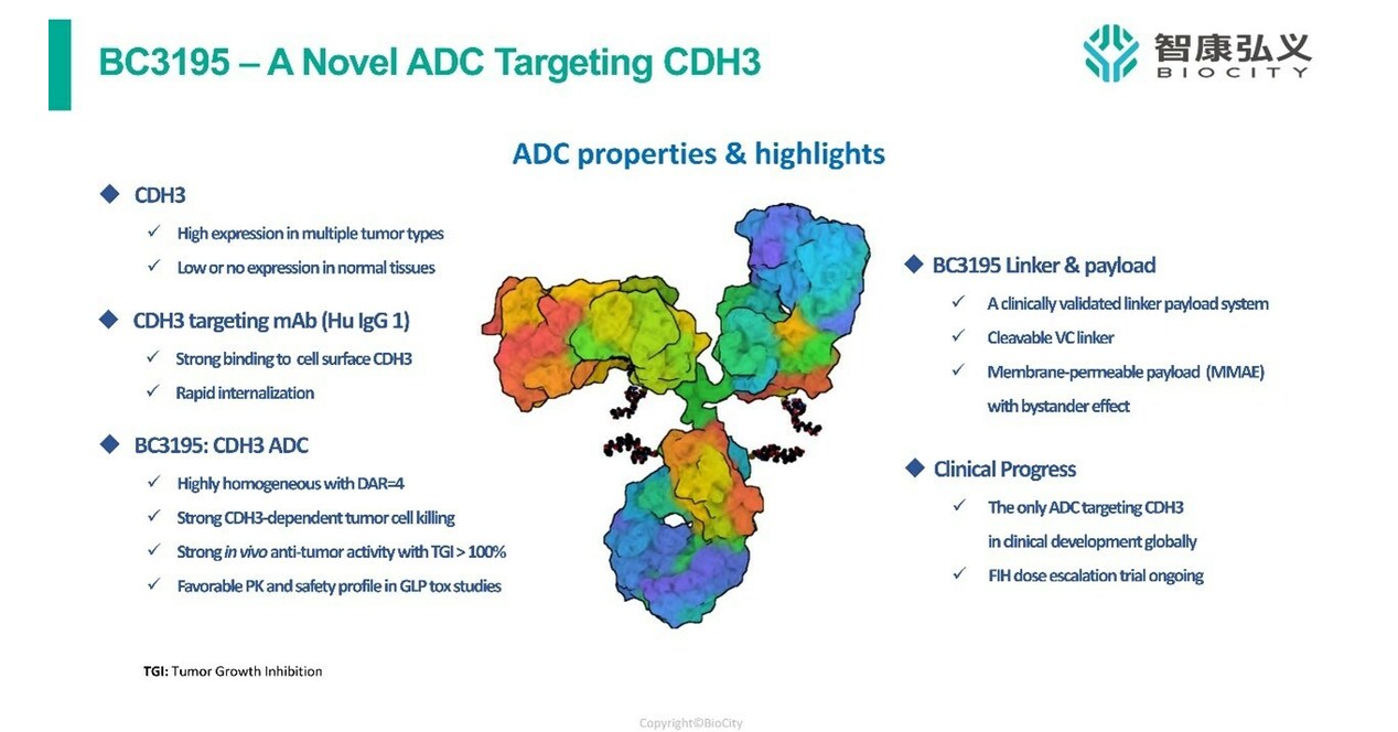 BioCity announces the first patient dosed with its first-in-class CDH3-targeting ADC BC3195 in a Phase 1 Trial BioCity announces the first patient dosed with its first-in-class CDH3-targeting ADC BC3195 in a Phase 1 Trial