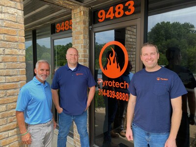 Chuck Reimel, VP of Business Development at Pye-Barker, with Terry Nolan and Tim Sauer of newly-acquired Pyrotech.