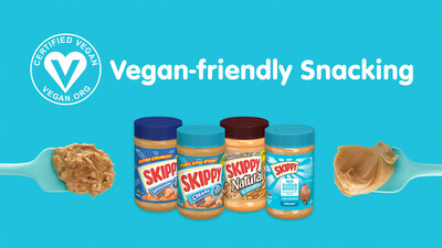 Skippy® peanut butter varieties are now certified vegan by the Vegan Awareness Foundation. Vegan-certified variations include creamy and Super Chunk® in regular and natural varieties, as well as squeeze packs and no-sugar-added spreads.
