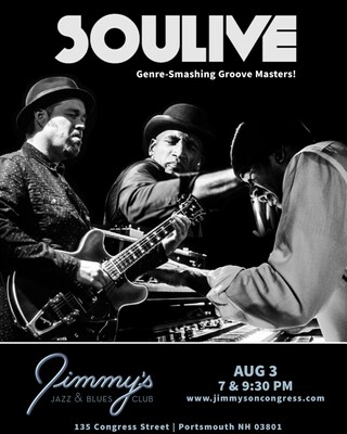 SOULIVE perform at Jimmy's Jazz & Blues Club on Thursday August 3 at 7 and 9:30 P.M. Tickets are available at Ticketmaster.com and www.jimmysoncongress.com.