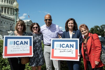 NPs rally outside of the U.S. Capitol for the ICAN Act. The legislation would improve health care access for Medicare and Medicaid beneficiaries by removing federal barriers to practice for nurse practitioners and other advanced practice registered nurses.