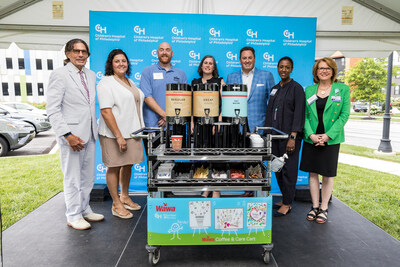 On Thursday, July 20, Children’s Hospital of Philadelphia (CHOP) unveiled the newest Wawa Coffee and Care Cart, operating at the Middleman Family Pavilion in King of Prussia. The cart, full of free coffee, tea, hot chocolate, and a variety of cold Wawa beverages for patients, their families and employees, will round through the hospital as well as at CHOP’s Specialty Care and Urgent Care centers on the King of Prussia campus.