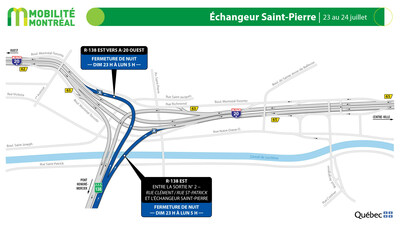 Échangeur Saint-Pierre - dimanche 23 juillet (Groupe CNW/Ministère des Transports et de la Mobilité durable)