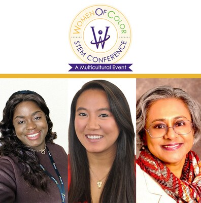 Ansys employees, from left to right, Adetola Wahab, Karynna Tuan, and Soma Chakrabarti recognized by prestigious Women of Color STEM Awards