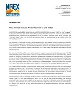 NGEx Minerals Increases Private Placement to C$85 Million (CNW Group/NGEx Minerals Ltd.)