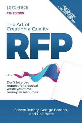 Info-Tech Research Group’s fourth edition of “The Art of Creating a Quality RFP” book guides leaders in identifying the ideal business suppliers and achieving their exact requirements while optimizing costs. (CNW Group/Info-Tech Research Group)