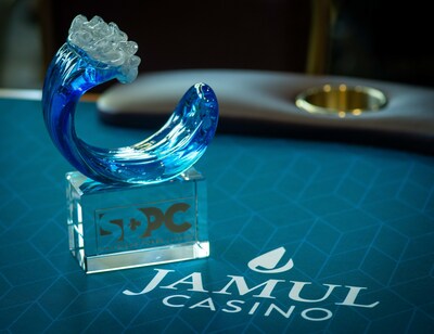 Trophy for Jamul Casino's 2nd Annual San Diego Poker Classic from August 10-20, 2023.  Over $150,000 in prize money is up for grabs.