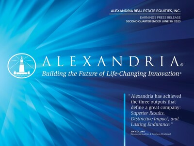 Alexandria Real Estate Equities, Inc. All rights reserved. ©2023 (PRNewsfoto/Alexandria Real Estate Equities, Inc.)