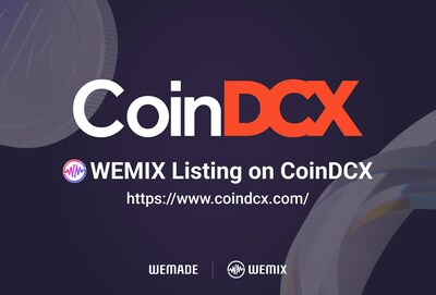 WEMIX has been listed on leading Indian Exchange CoinDCX (PRNewsfoto/Wemade Co., Ltd)