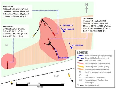Exhibit 1. Detailed Plan Map of New Drilling at Ballywire Discovery, PG West Project, Ireland (CNW Group/Group Eleven Resources Corp.)