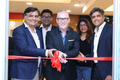 Philip Cronin, Director Adobe APAC Partner Sales Group inaugurating Tekno Point's Global CX Development Denter with Himanshu Mody, Founder & CEO, Tekno Point/DEPT® and Yash Mody, CTO, Tekno Point/DEPT®