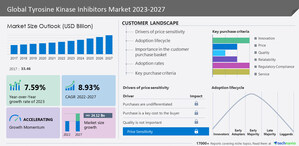 Tyrosine Kinase Inhibitors Market size to grow by USD 24.12 billion from 2022 to 2027 | High target affinity and specificity of tyrosine kinase inhibitors boost the market growth - Technavio