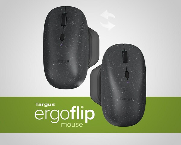 Targus' sustainable, ambidextrous mouse easily converts from right- to left-hand use with a simple twist of the top.