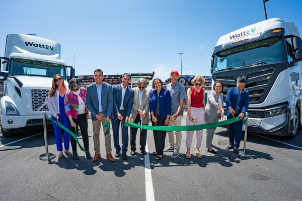 Cutting the ribbon on WattEV's heavy-duty EV charging depot. Photo credit: Chris Valle/Port of Long Beach