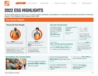 THE HOME DEPOT PUBLISHES ESG REPORT, ANNOUNCES NEW GOALS TO REDUCE CARBON EMISSIONS, INVESTS MORE TRAINING IN FRONTLINE ASSOCIATES AND LEADERS