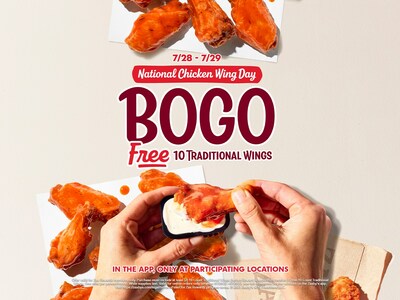 Zaxby’s celebrates National Chicken Wing Day with free bone-in wings. BOGO offer is valid Friday, July 28 and Saturday, July 29 via Zax Rewardz.