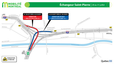 3. Échangeur Saint-Pierre (A20 / R138), fin de semaine du 28 juillet (Groupe CNW/Ministère des Transports et de la Mobilité durable)