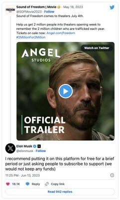 Twitter Post @SoundofFreedom