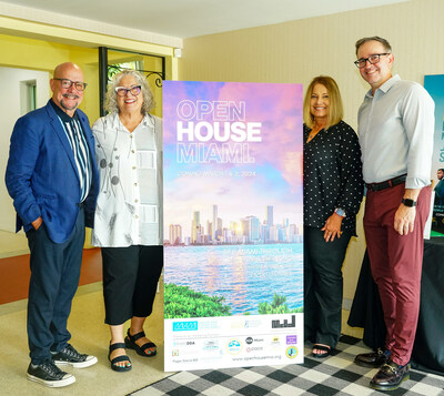 Open House Worldwide will debut in Miami for the first time in March 2024. From left to right:  David Whitaker, President & CEO, Greater Miami Convention & Visitors Bureau; Cheryl Jacobs, Executive Vice President at AIA Miami & the Miami Center for Architecture & Design; Grisette Roque Marcos, Executive Director, Miami Beach Visitor and Convention Authority and John Copeland, Director, Arts & Culture Tourism, Greater Miami Convention & Visitors Bureau