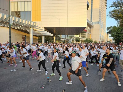 Approximately 5,000 Herbalife distributors line the streets of San Antonio participating in the company-hosted Fit Hour, a live workout promoting a healthy lifestyle, with proceeds benefiting the Herbalife Nutrition Foundation (HNF).