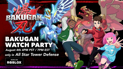 Fans can converge within All-Star Tower Defense on Roblox to stream the first two episodes of Bakugan four weeks ahead of the Netflix Premiere. (CNW Group/Spin Master)