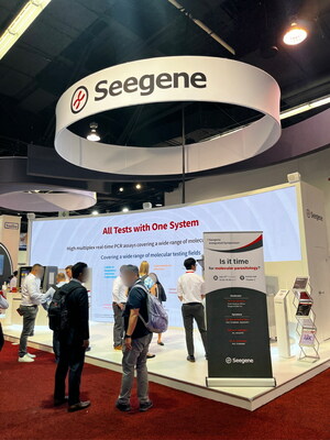 Seegene's exhibition booth at the 2023 AACC Annual Scientific Meeting & Clinical Lab Expo in California between July 25-27