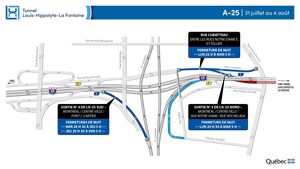 Réfection majeure du tunnel Louis-Hippolyte-La Fontaine - Fermeture complète de l'avenue Souligny en direction ouest durant la fin de semaine du 4 août