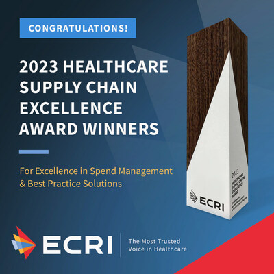 ECRI, the nation’s largest independent patient safety organization, announces the winners of its 2023 Healthcare Supply Chain Excellence Award. ECRI’s annual award recognizes U.S. healthcare organizations for achieving excellence in overall spend management and adopting best practice solutions into their supply chain processes.