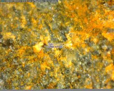 Figure 3: Visible gold observed in surface outcrop at the Josephine Zone (CNW Group/Sitka Gold Corp.)
