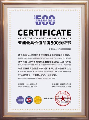Unilumin figure dans le Top 500 des marques les plus importantes d'Asie