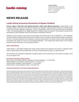 Lundin Mining Announces Declaration of Regular Dividend (CNW Group/Lundin Mining Corporation)