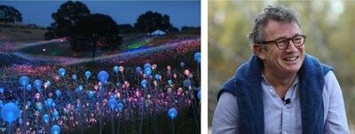 Similar to Field of Light in Sensorio, CA (pictured), Field of Light at Freedom Plaza will feature an array of 17,000 fiber-optic stemmed spheres that immerse viewers in an ethereal landscape. Artist Bruce Munro.