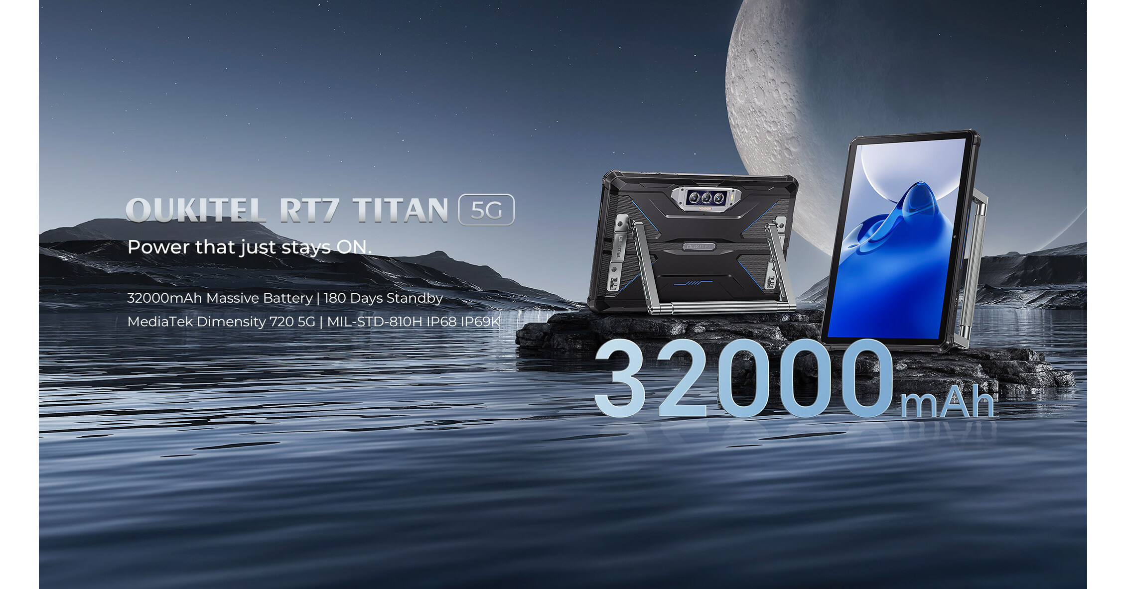 Oukitel présente la première tablette 5G de 32 000 mAh robuste au monde :  la RT7 Titan