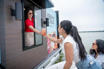 Tim Hortons opening its first-ever Boat-Thru for a limited time on Ontario’s Lake Scugog, serving FREE cold beverages to guests who arrive by watercraft on Aug. 5-6 (CNW Group/Tim Hortons)