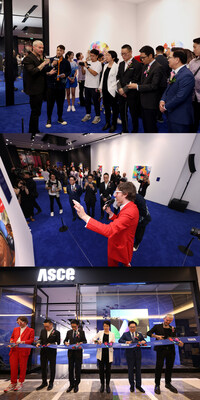 From top: Jason Naylor sharing at ASCE; Philip Colbert sharing at ASCE; Ribbon-cutting Ceremony for the First Macau ASCE Store: artists; founder, chairman of the board, and executive director of FFH; acting director of the Macao Government Tourism Office; director of the Cultural Affairs Bureau of the Macao SAR; president of Sands China Ltd.