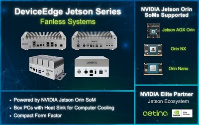 Aetina, NVIDIA Jetson Orin 기반 팬리스 에지 AI 시스템 출시 (PRNewsfoto/Aetina Corporation)