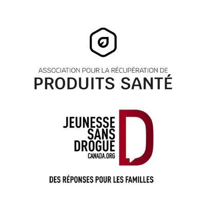 Logo de l'Association pour l'intendance des produits de sant et Jeunesse sans drogue Canada (Groupe CNW/Association pour la rcupration des produits sant)