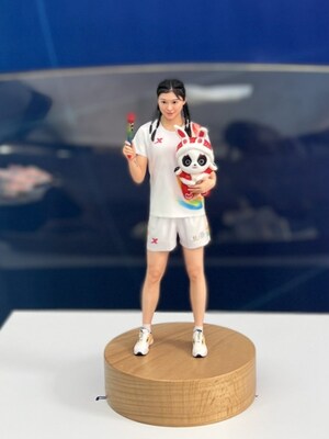 Photo shows a 3D-printed figurine of Chinese hurdling star Wu Yanni.
