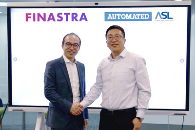 Leon Wang, Executive Director and Chief Executive Officer of ASL (right) poses for a photo with Richard Zhu, Managing Director, APAC, Treasury and Capital Markets of Finastra (left)