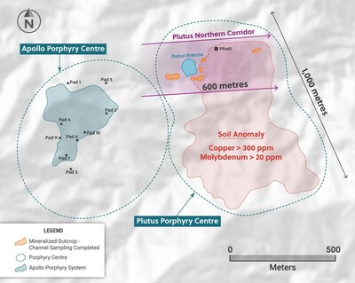 Figure 2: Location of the Apollo and Plutus Porphyry Centres, Highlighting the Drill Ready, Plutus Northern Corridor (CNW Group/Collective Mining Ltd.)