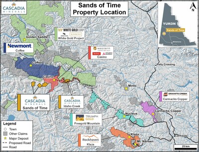 Sands of Time Location Map (CNW Group/Cascadia Minerals Ltd.)