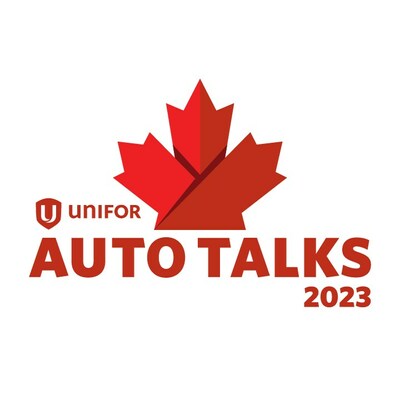 Unifor Logo, a maple leaf, Auto Talks 2023 (CNW Group/Unifor)