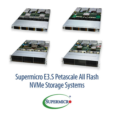 Supermicro E3.S Petascale Sistema de Armazenamento NVMe totalmente em memória Flash